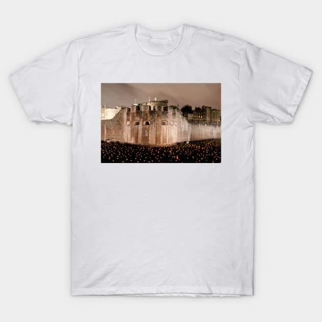 Tower of London Torch Lit Candles Lanterns T-Shirt by AndyEvansPhotos